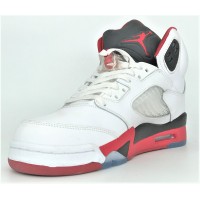 Кроссовки Nike Air Jordan 5 белые с красным
